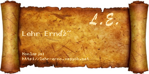 Lehr Ernő névjegykártya